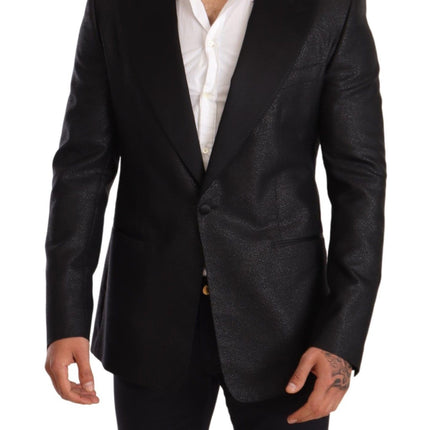 Elegant Black Metallic Slim Fit Blazer Jacket