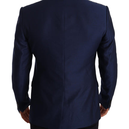 Élégant blazer martini en laine bleu vierge