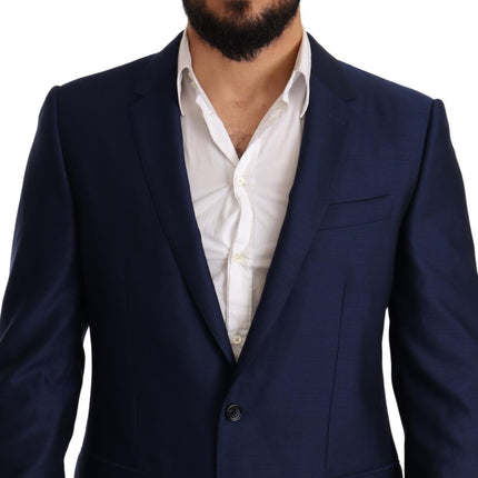 Élégant blazer martini en laine bleu vierge