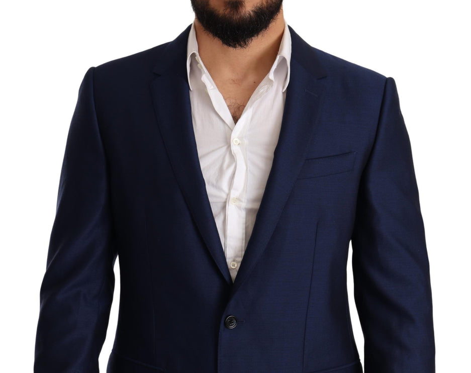 Élégant blazer martini en laine bleu vierge