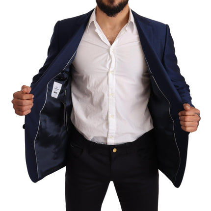 Élégant blazer martini en laine bleu vierge