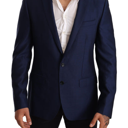 Élégant blazer martini en laine bleu vierge