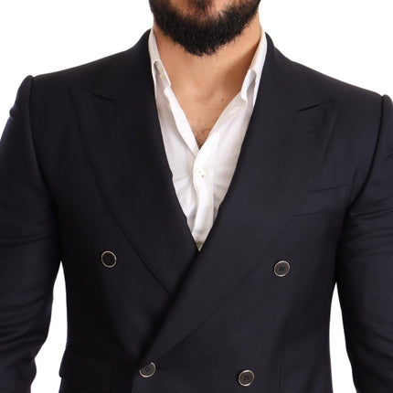 Elegant Navy Cashmere Silk Blend Blazer