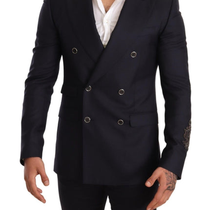 Elegant Navy Cashmere Silk Blend Blazer