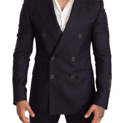 Elegant Navy Cashmere Silk Blend Blazer