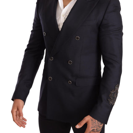 Elegant Navy Cashmere Silk Blend Blazer