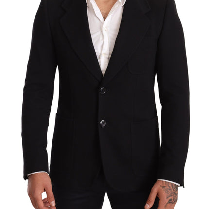 Blazer en coton noir élégant slim fit