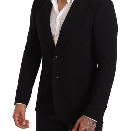 Blazer en coton noir élégant slim fit