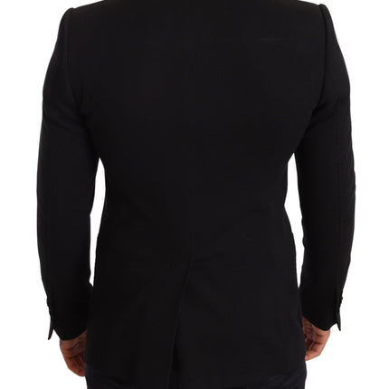 Blazer en coton noir élégant slim fit