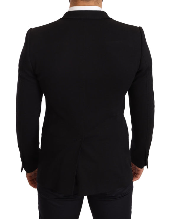 Blazer en coton noir élégant slim fit