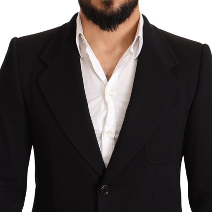 Blazer en coton noir élégant slim fit