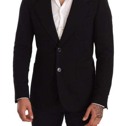 Blazer en coton noir élégant slim fit