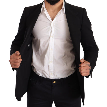 Blazer en coton noir élégant slim fit