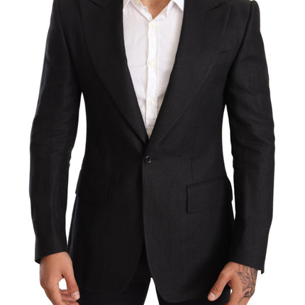 Elegant Slim Fit Black Linen Blazer