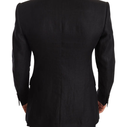 Elegant Slim Fit Black Linen Blazer