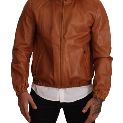 Bomber en cuir marron élégant