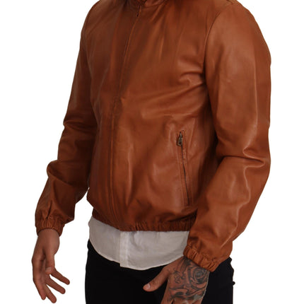 Bomber en cuir marron élégant