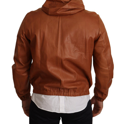 Bomber en cuir marron élégant