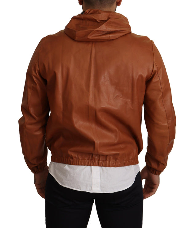 Bomber en cuir marron élégant