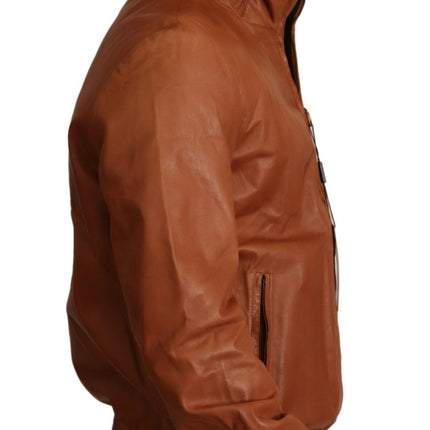 Bomber en cuir marron élégant