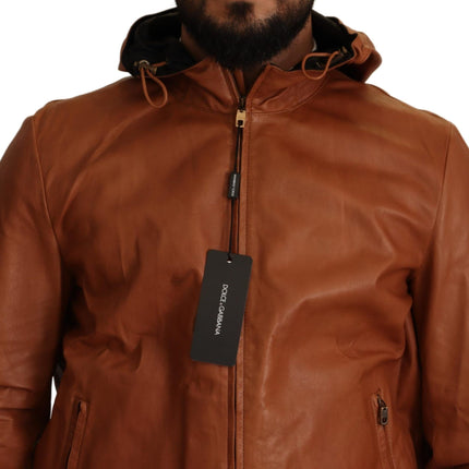 Bomber en cuir marron élégant