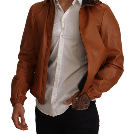 Bomber en cuir marron élégant