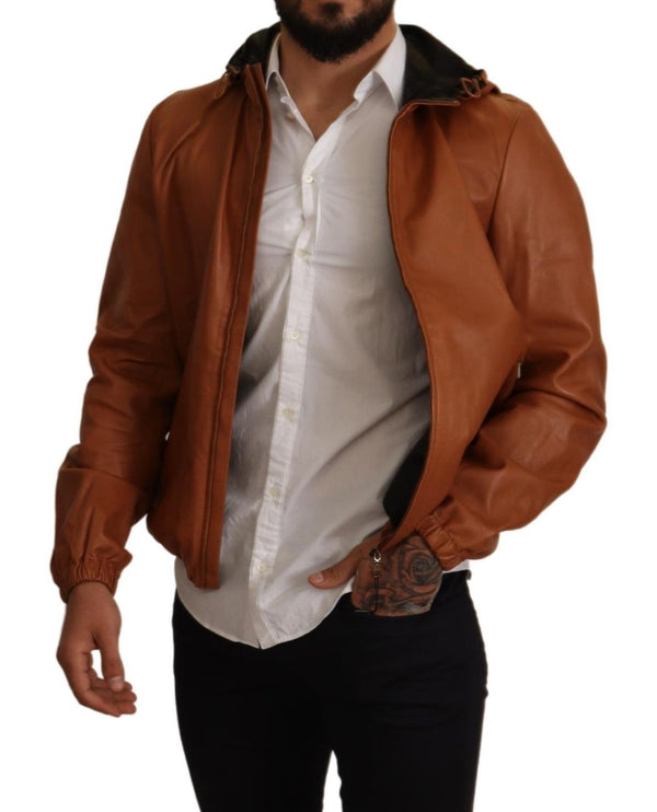 Bomber en cuir marron élégant