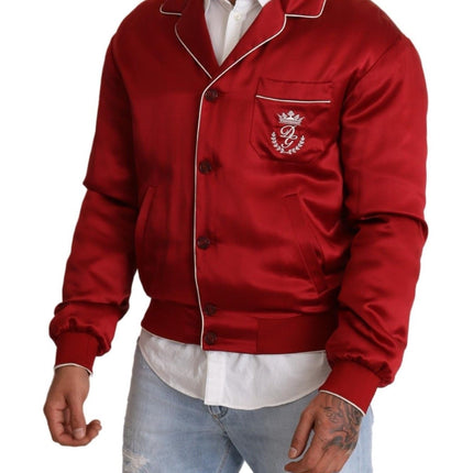 Veste de bombardier rouge de soie somptueuse