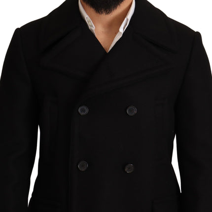 Elegant Black Double Breasted Trench Coat