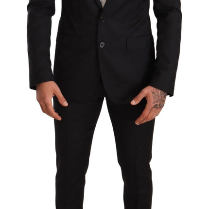 Suit élégant en laine noire martini