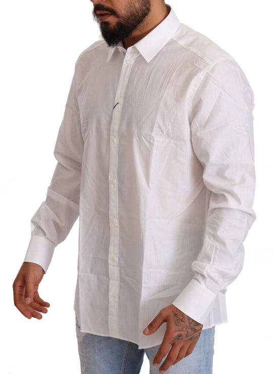 Wit katoenen martini fit shirt