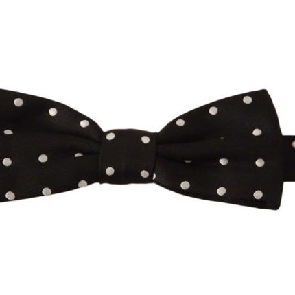 Elegant Black Polka Dot Silk Bow à noeud