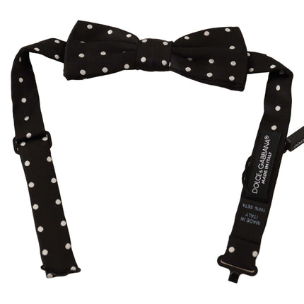 Elegant Black Polka Dot Silk Bow à noeud