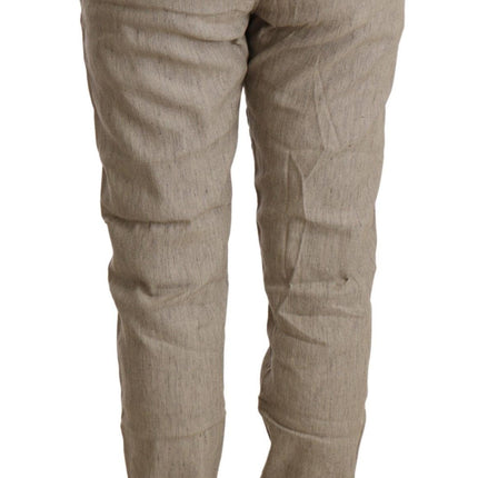 Pantalon baggy à taille moyenne et à la taille beige pour style sophistiqué