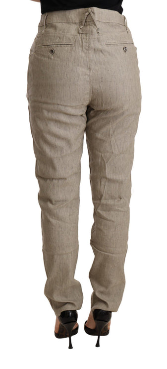 Pantalon baggy à taille moyenne et à la taille beige pour style sophistiqué