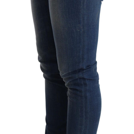 Chique blauw gewassen push-up skinny jeans