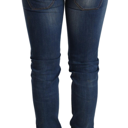 Chique blauw gewassen push-up skinny jeans