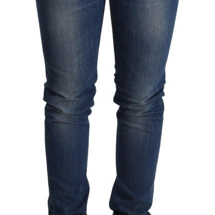 Chique blauw gewassen push-up skinny jeans