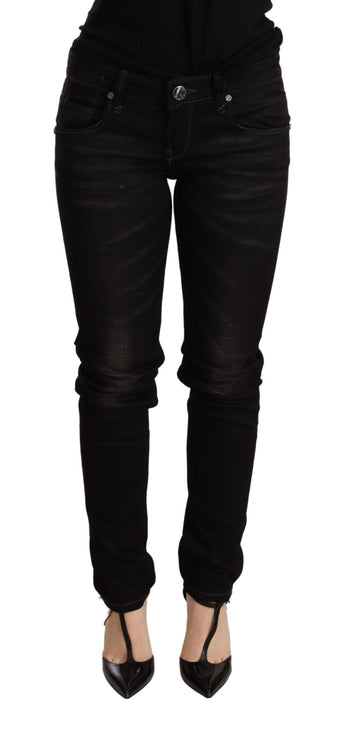 Chic Black Black Low Waist Skinny Denim