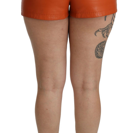 Chique oranje lederen hoge taille hot pants