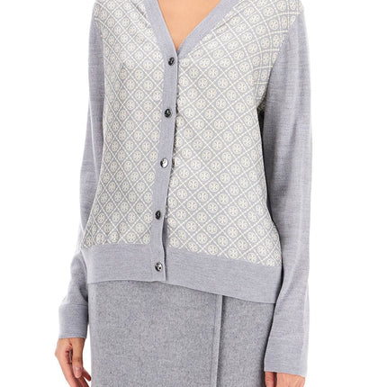 Tory Burch silk insert cardigan with eight