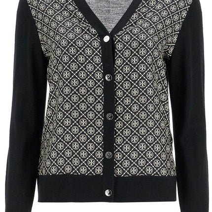 Tory Burch silk insert cardigan with eight