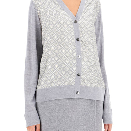 Tory Burch silk insert cardigan with eight