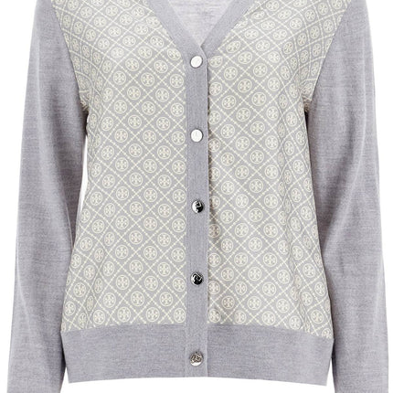 Tory Burch silk insert cardigan with eight