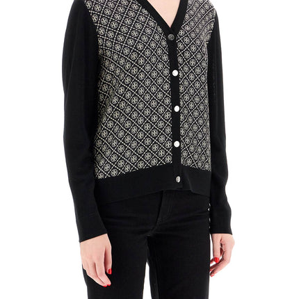 Tory Burch silk insert cardigan with eight