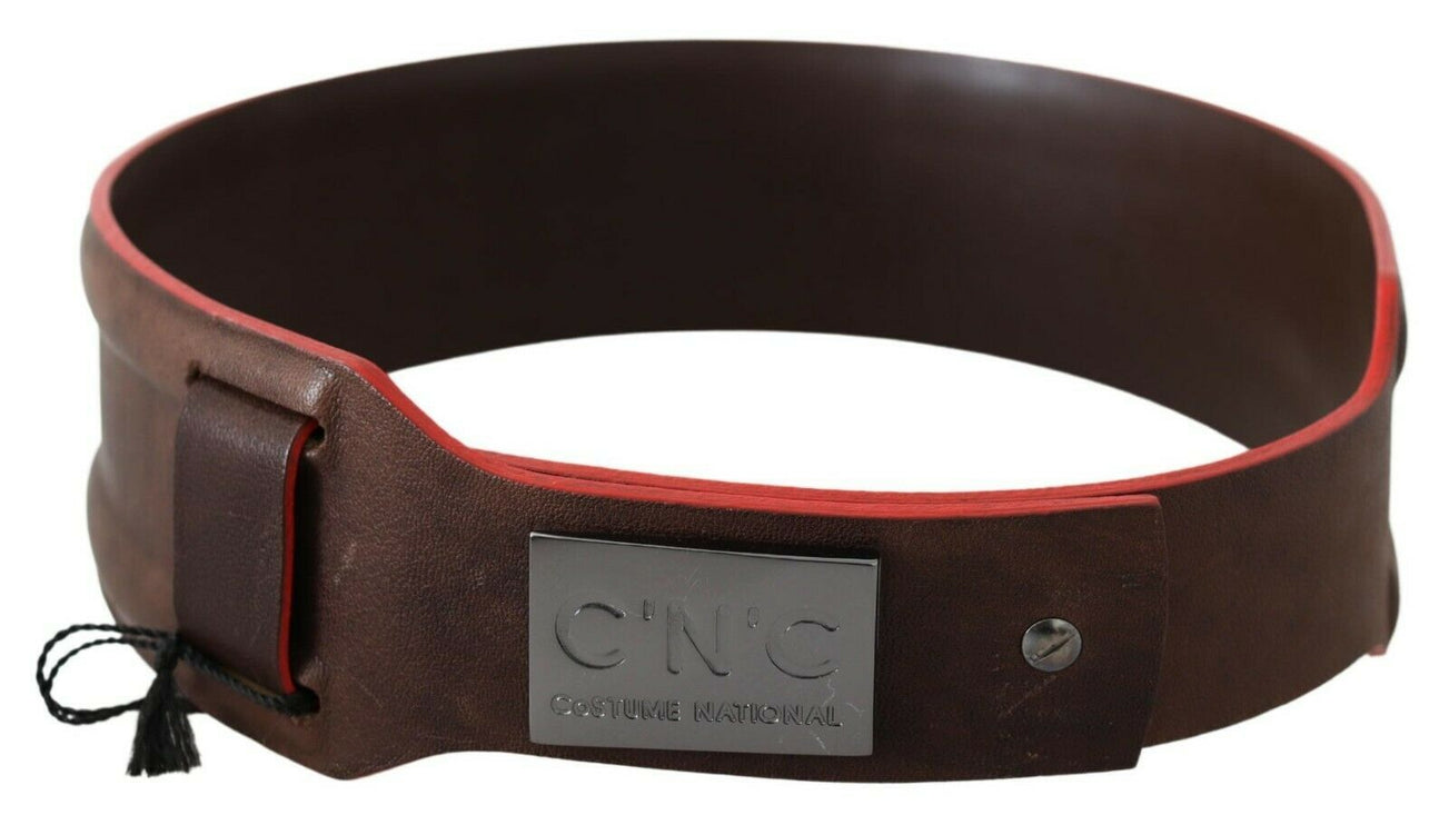 Ceinture de mode en cuir brun foncé élégant