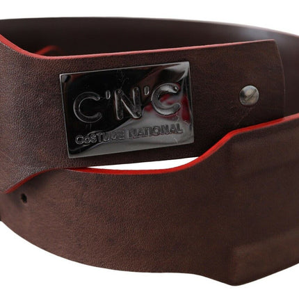 Ceinture de mode en cuir brun foncé élégant