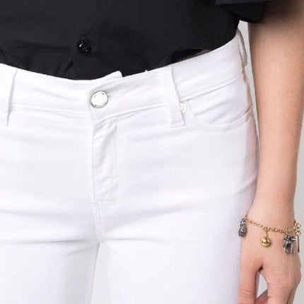 Chic White Cotton Blend Denim