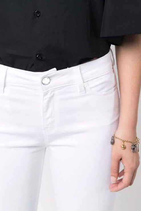 Chic White Cotton Blend Denim