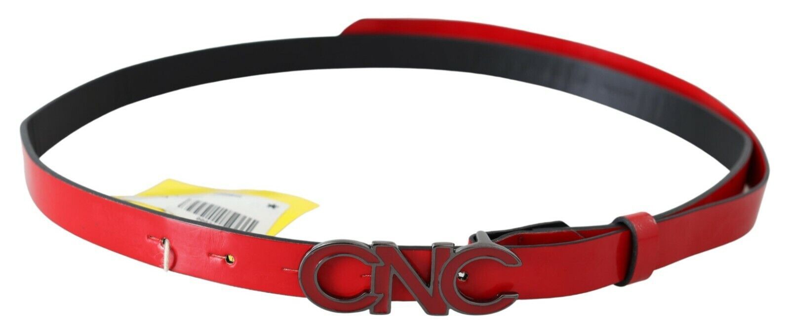 Ceinture de taille en cuir rouge chic avec boucle noire